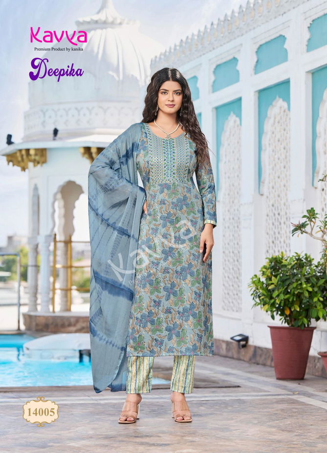 Deepika Vol 14 By Kavya Printed Embroidery Kurti With Bottom Dupatta Wholesale Market In Surat With Price
